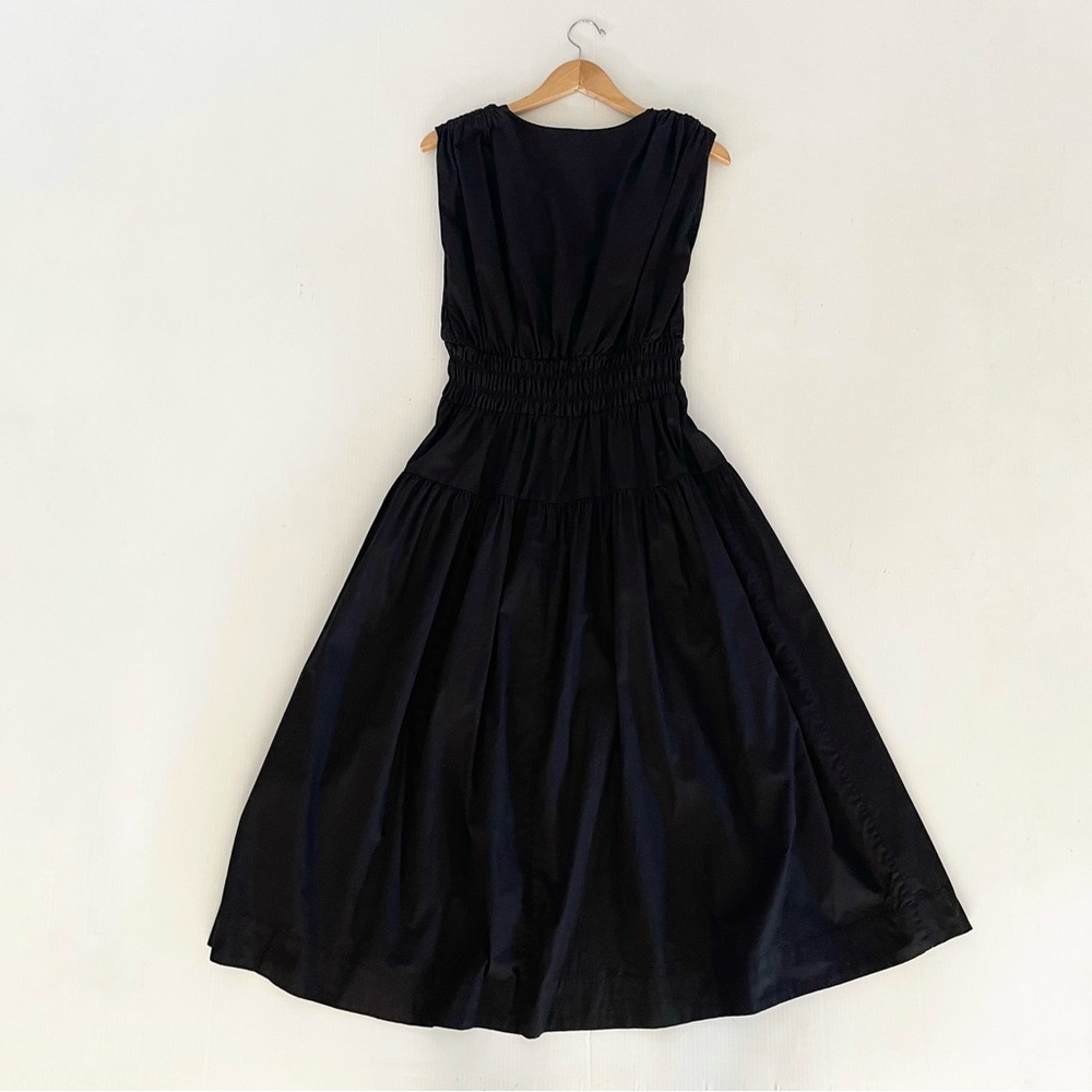 H&M Black Smocked Waist V Neck Sleeveless Midi Dress - Picture 9 of 11
